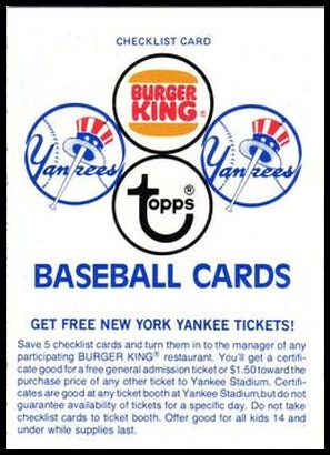 New York Yankees Checklist